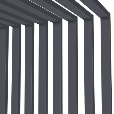 Декоративная рейка металлическая RAL7024 Серый Графит на стенах и потолке в сборе