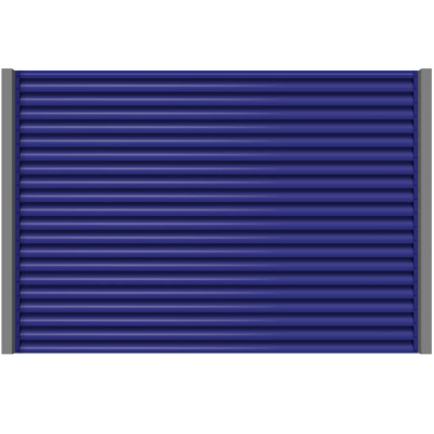 Секция забора жалюзи RAL5002 Синий Ультрамарин 2-х сторонняя с металлическими столбами анфас